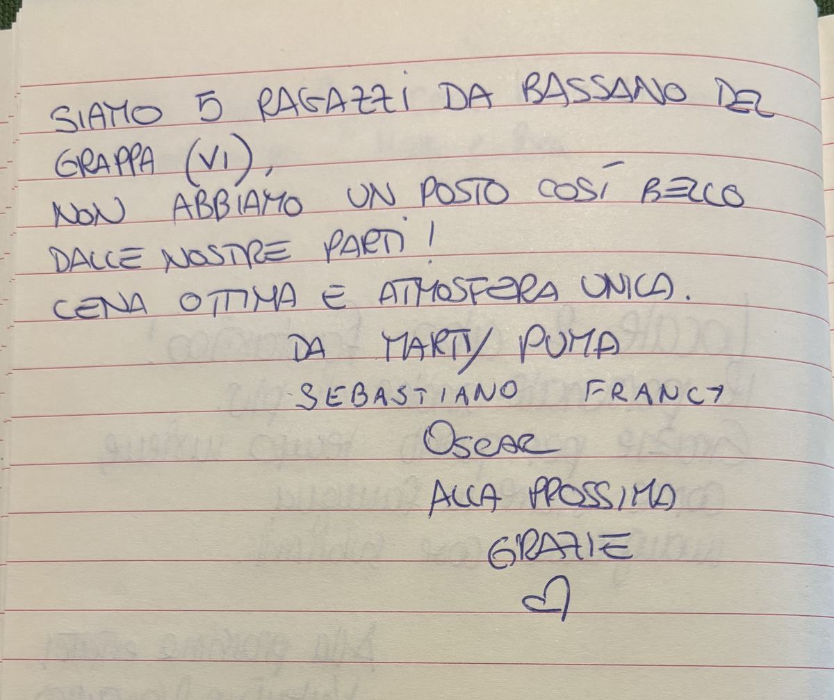 Pagina del libro delle firme del Citto