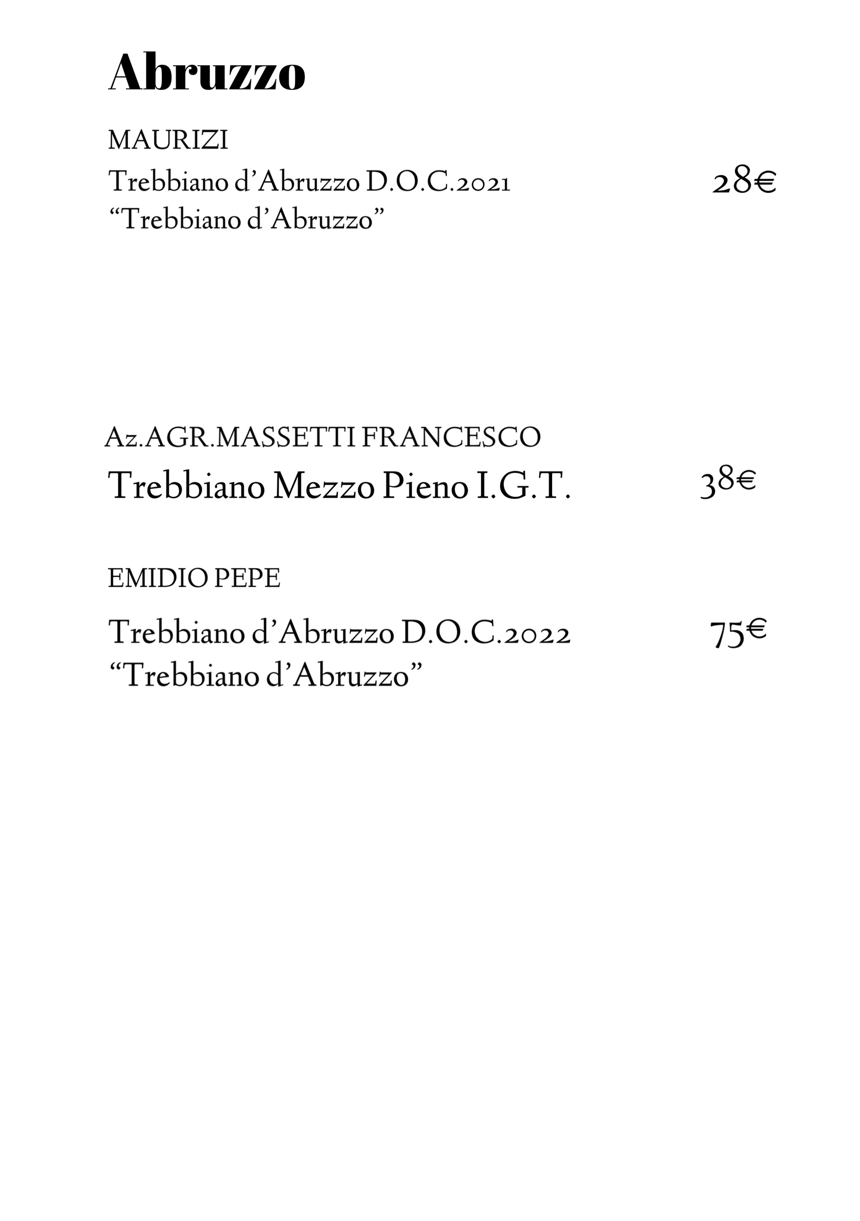 Carta dei vini Citto, fine